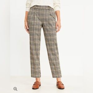 Loft, XL, Pull On Taper Pants in Shimmer Plaid, Silver Metallic